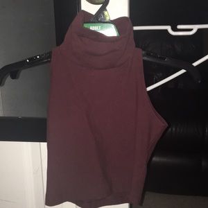 Burgundy turtle neck cropped tank